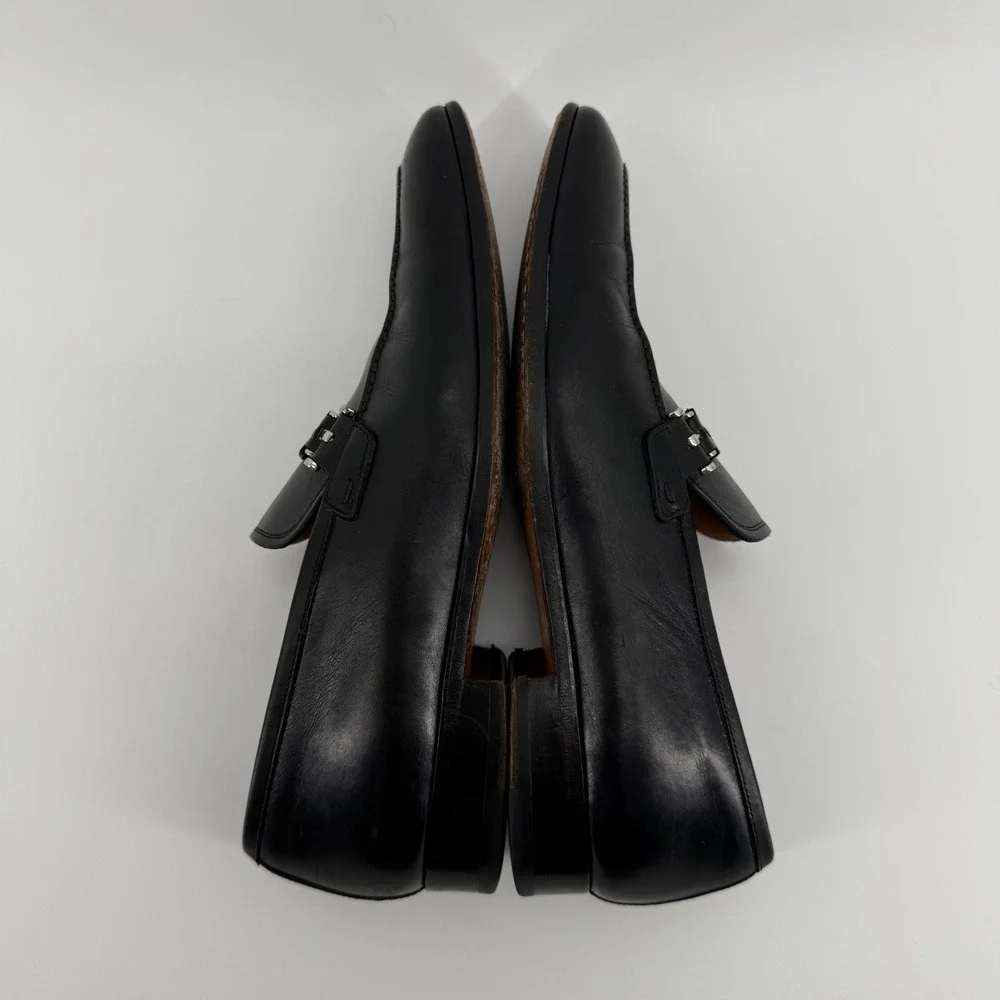 Magnanni Mens Black Leather Bit Loafers Made in Spain Size 8.5 M Apron Toe Dress